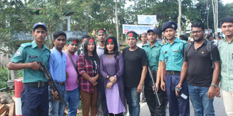 ভোলায় শহীদ আবু সাঈদ নামে নাটকের শুটিং চলছে