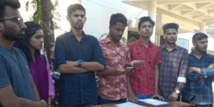 সেশনজট নিয়ে সংবাদ সম্মেলন করেছে শাবিপ্রবি শিক্ষার্থীরা