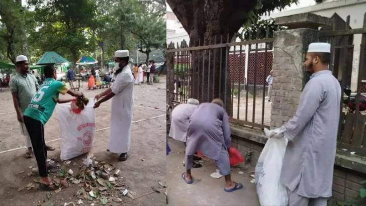 ইসলামী সম্মেলন শেষে ময়লা-আবর্জনা পরিষ্কার করলেন তাবলিগ অনুসারীরা