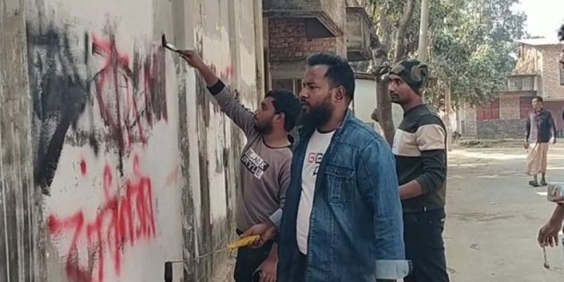 নাটোরে আবারও দেয়ালে দেয়ালে জয়বাংলা স্লোগান – মুছে দিল ছাত্রদল
