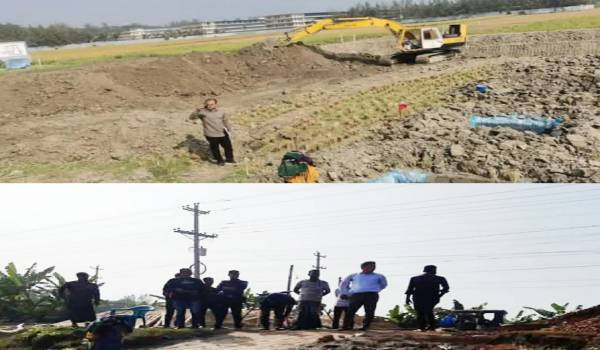 সুবর্ণচরে কৃষি জমিতে পুকুর খনন করার দ্বায়ে অর্থদন্ড ও ভেকু মেশিন জব্দ