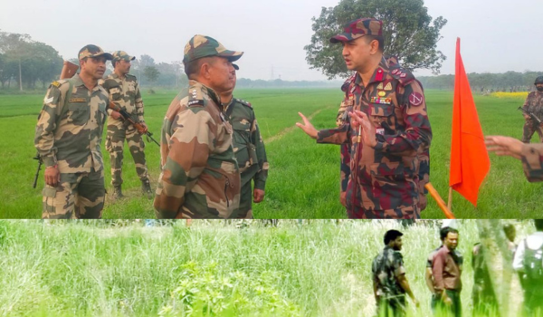 সীমান্তে বিএসএফের কাঁটাতারের বেড়া, বিজিবির বাধায় বন্ধ