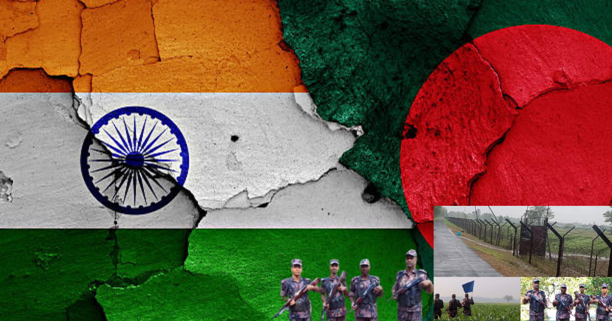 সীমান্তে ভারত থেকে উদ্ধারকৃত ভূখণ্ডে সীমানা পিলার করছে বিজিবি