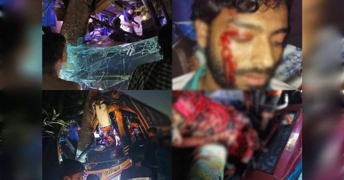 দূর্ঘটনার স্বীকার ইসলামী বিশ্ববিদ্যালয়ের শিক্ষা সফরের বাস