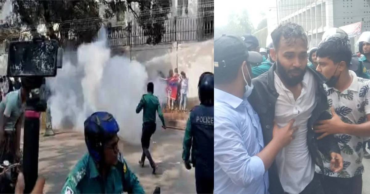 নরসিংদী টেক্সটাইল ইঞ্জিনিয়ারিং কলেজের শিক্ষার্থীদের অবস্থান কর্মসূচিতে পুলিশের হামলা