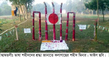 ৭৩ বছরেও নির্মাণ করা হয়নি শহীদ মিনার,কলাগাছ ও বাঁশের অস্থায়ী মিনারেই শ্রদ্ধা নিবেদন