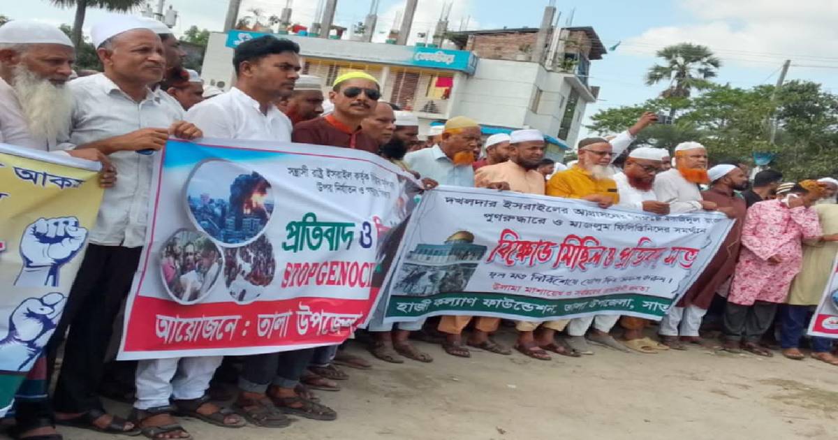 ফিলিস্তিনে গণহত্যার প্রতিবাদে  উপজেলা প্রেসক্লাবের উদ্যোগে বিক্ষোভ মিছিল