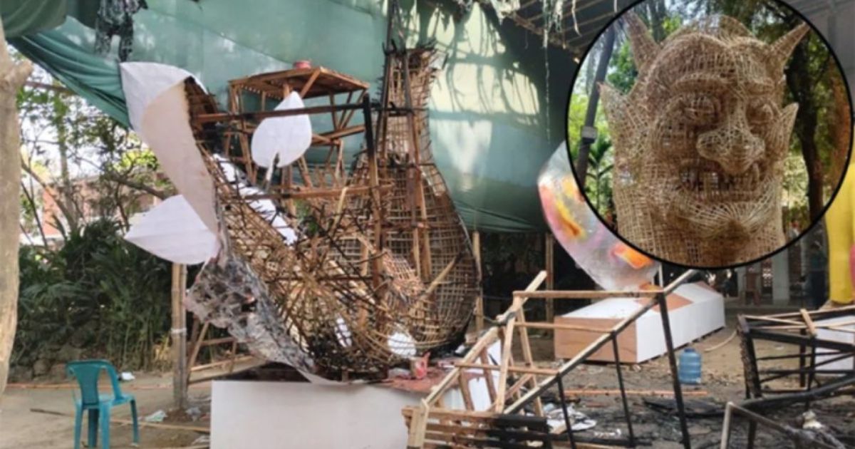 চারুকলায় পুড়ল পহেলা বৈশাখের জন্য বানানো ‘ফ্যাসিস্ট হাসিনার মুখাকৃতি’