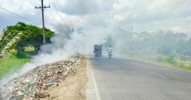 সড়কের পাশে ময়লার ভাগাড়, দুর্গন্ধে অতিষ্ঠ এলাকাবাসী