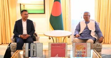 ড. মুহাম্মদ ইউনূসকে বই-কলম উপহার দিলেন তারেক রহমান
