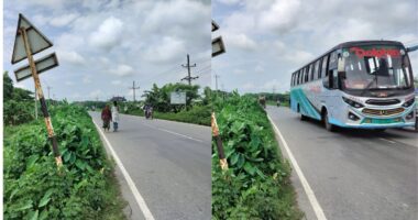 পটুয়াখালী-কুয়াকাটা মহাসড়কে ফুটপাত নেই, আছে শুধুই জঙ্গল