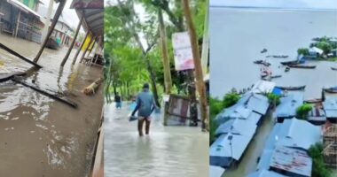 নিম্নচাপের কারণে উপকূলীয় জেলা পটুয়াখালীর বিভিন্ন চরাঞ্চল প্লাবিত