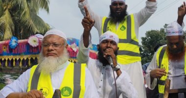 বাংলাদেশ খেলাফত মজলিশ প্রার্থী মাওলানা দ্বীন মোহাম্মদের মোটরসাইকেল শোডাউন