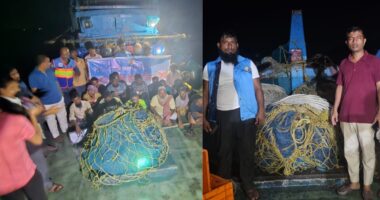 সামুদ্রিক মাছ আহরণে অবৈধ ট্রলিং ডোর উইন্ড মেশিন ফিশিং বোট, অবৈধ জাল, সামুদ্রিক মাছসহ আটক -১৫