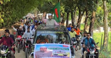 জামায়াত প্রার্থী তোফায়েল আহমদ খানের মোটরসাইকেল শোডাউন অনুষ্ঠিত