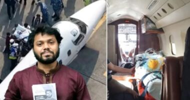 হাদিকে নিয়ে সিঙ্গাপুরের পথে এয়ার অ্যাম্বুলেন্স