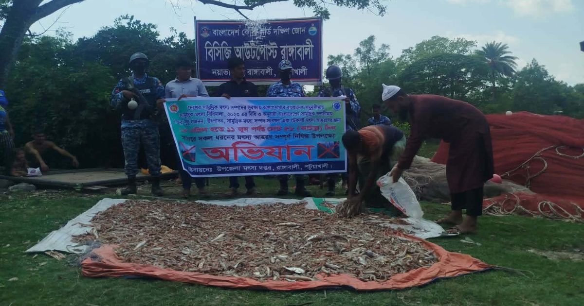 নিষেধাজ্ঞা অমান্য করে সাগরে মাছ ধরায় তিন ট্রলার মালিককে জরিমানা