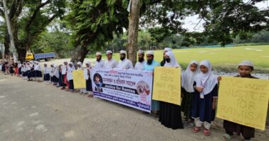 গলাচিপায় রামিসা হত্যাকারীদের দ্রুত বিচারের দাবিতে মানববন্ধন