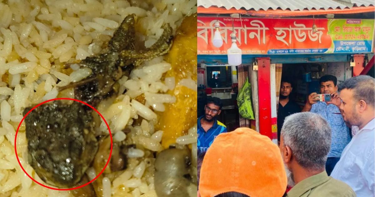মোরগ পোলাওয়ের প্যাকেটের ভেতর মিলল আস্ত ব্যাঙ