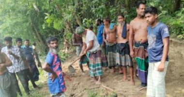 শেরপুরে গ্রামবাসীর অর্থায়নে নতুন রাস্তা নির্মাণ 