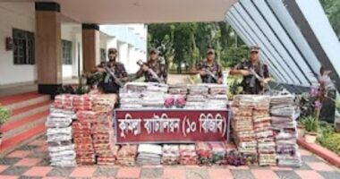 কুমিল্লায় ৬৮ লাখ টাকার ভারতীয় শাড়ি জব্দ করেছে ১০ বিজিবি