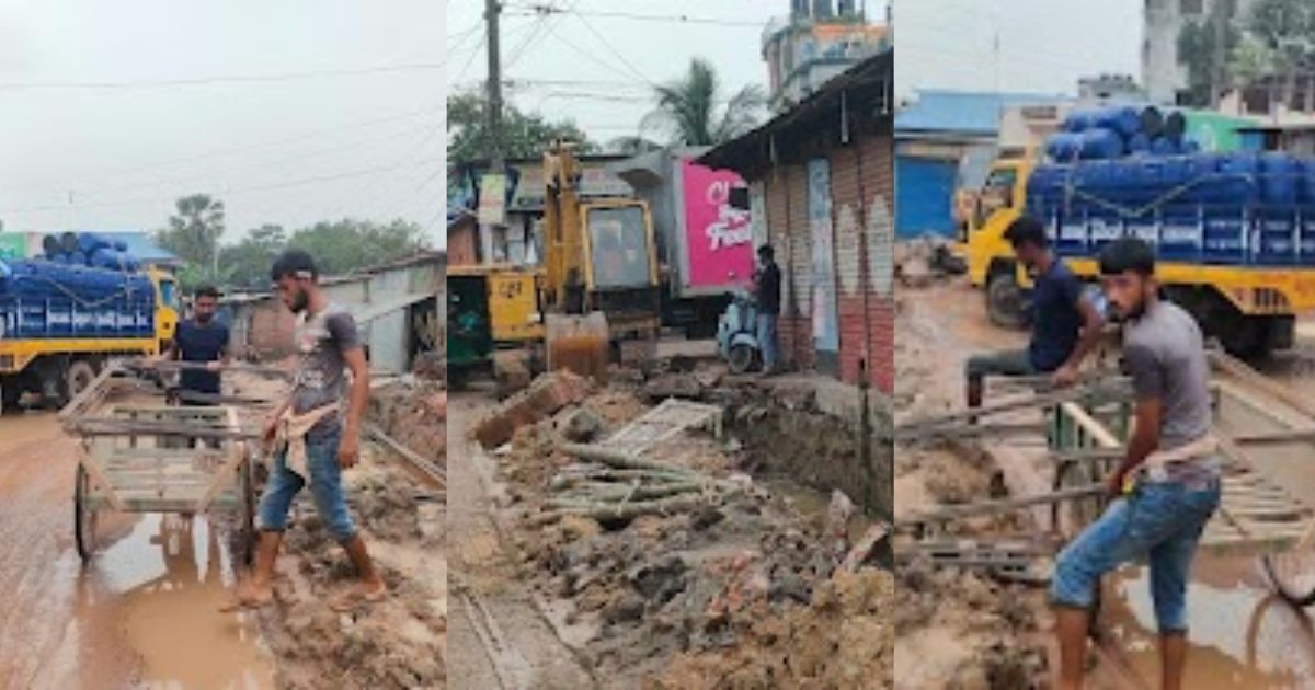 পূবাইলে ড্রেন নির্মাণের কারণে কোটি টাকার সড়ক বেহাল, বর্ষায় চরম ভোগান্তি