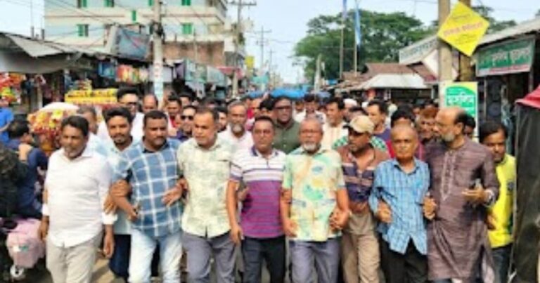 নিষিদ্ধ আওয়ামী লীগের বিরুদ্ধে মদনে বিএনপি'র বিক্ষোভ মিছিল