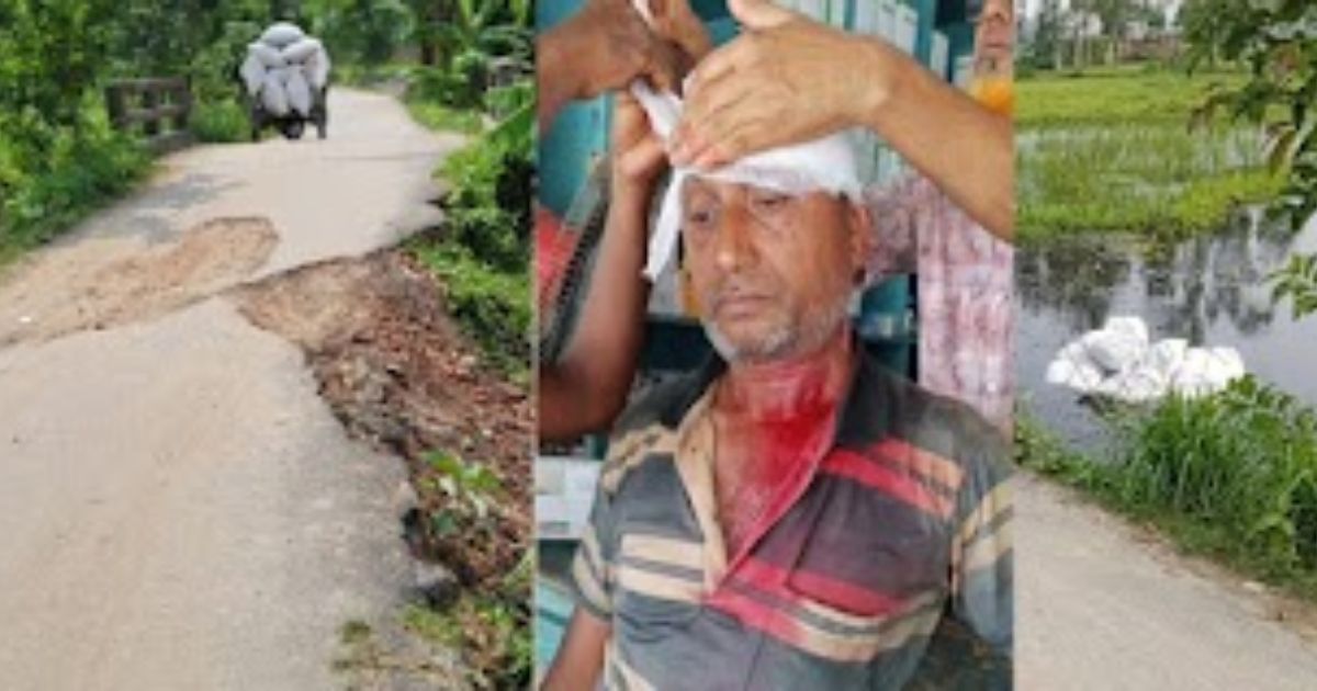 ​শেরপুরে খানাখন্দেভরা সড়কে অটোভ্যান উল্টে খাদে: চালক হাসপাতালে