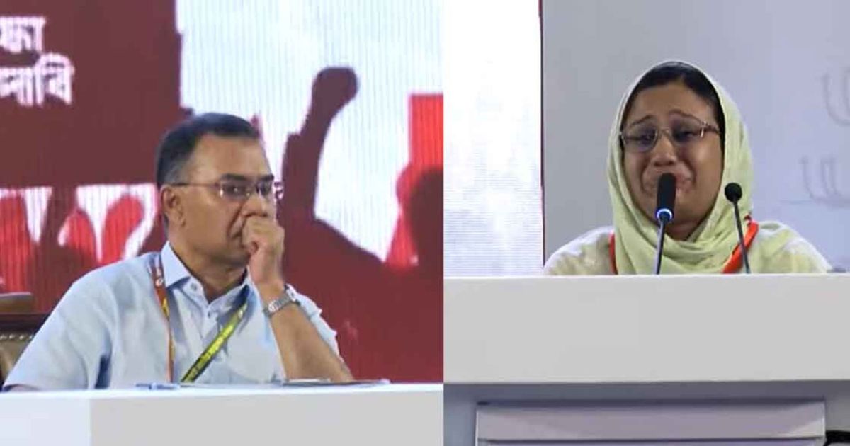 জুলাই জাতীয় সম্মেলনে শহীদ পরিবারের স্মৃতিচারণে কেঁদে ফেললেন প্রধানমন্ত্রী