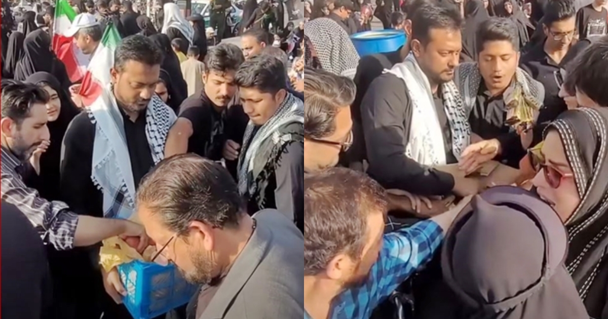 খামেনির শেষ শ্রদ্ধা অনুষ্ঠানে ইরানের সড়কে খাবার বিতরণ করছেন নাসীরুদ্দীন পাটওয়ারী