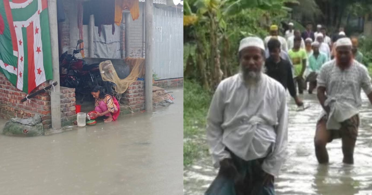 টানা বর্ষণে পানিবন্দি মনপুরা; তলিয়ে গেছে সড়ক, ফসলের মাঠ ও বসতভিটা