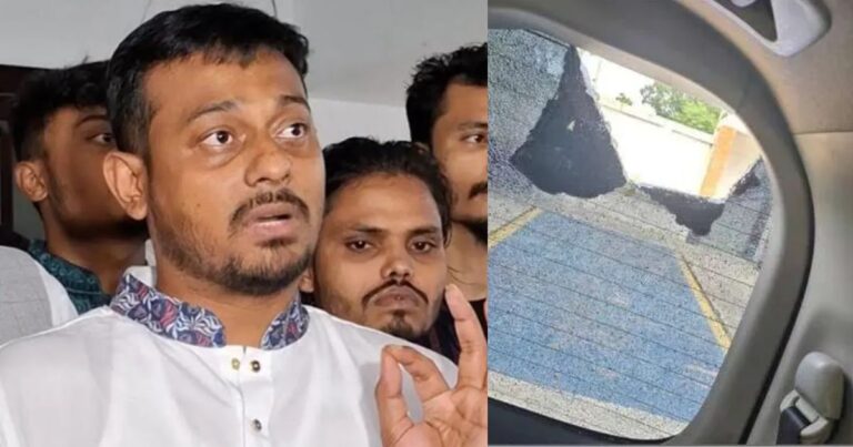 সিলেটের জৈন্তাপুরে জুলাই পদযাত্রা শেষে ফেরার পথে নাসীরুদ্দীন পাটওয়ারীর গাড়িবহরে হামলা