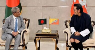 ঢাকায় ভুটানের রাজার যাত্রাবিরতি, বিমানবন্দরে রাষ্ট্রপতির সঙ্গে সৌজন্য সাক্ষাৎ