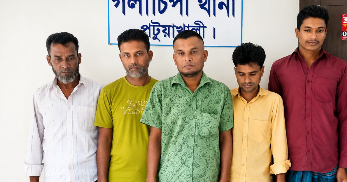 গলাচিপায় জুয়া খেলার অভিযোগে পাঁচজন গ্রেফতার