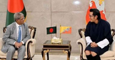 ঢাকায় ভুটানের রাজার যাত্রাবিরতি,বিমানবন্দরে সৌজন্য সাক্ষাৎ করলেন রাষ্ট্রপতি