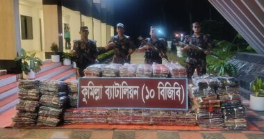 কুমিল্লায় বিজিবির অভিযানে ৪৩ লাখ টাকার ভারতীয় শাড়ি জব্দ