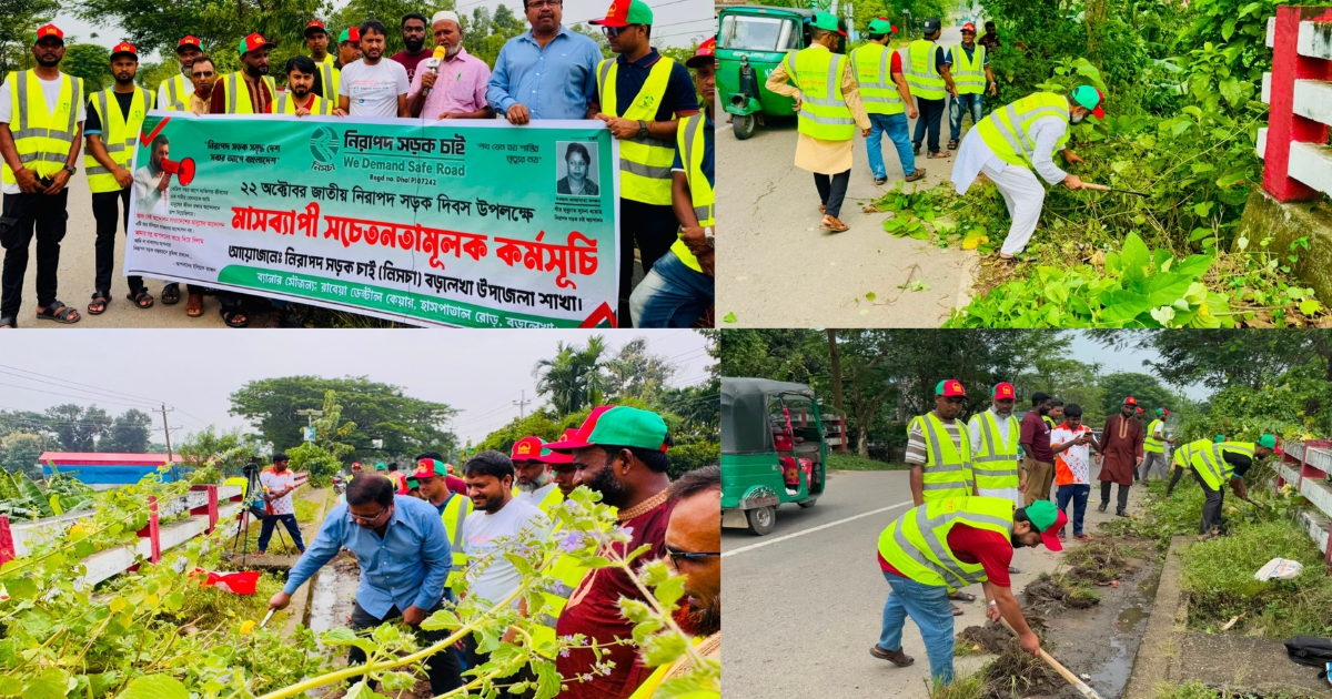 বড়লেখায় নিসচার উদ্যোগে সড়কে ঝোপঝাড় পরিষ্কার, মাসব্যাপী কর্মসূচির উদ্বোধন