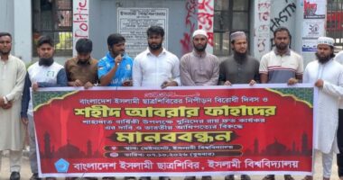 আবরার ফাহাদের শাহাদত বার্ষিকীতে ইবি শিবিরের মানববন্ধন
