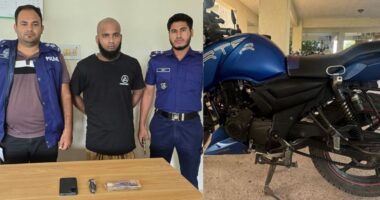 দৌলতখানে মাদকবিরোধী অভিযানে মাদক কারবারি আটক, চাকু-মোটরসাইকেলসহ জব্দ নগদ টাকা 
